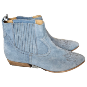Kork-Ease Powder Blue Suede Ankle Booties